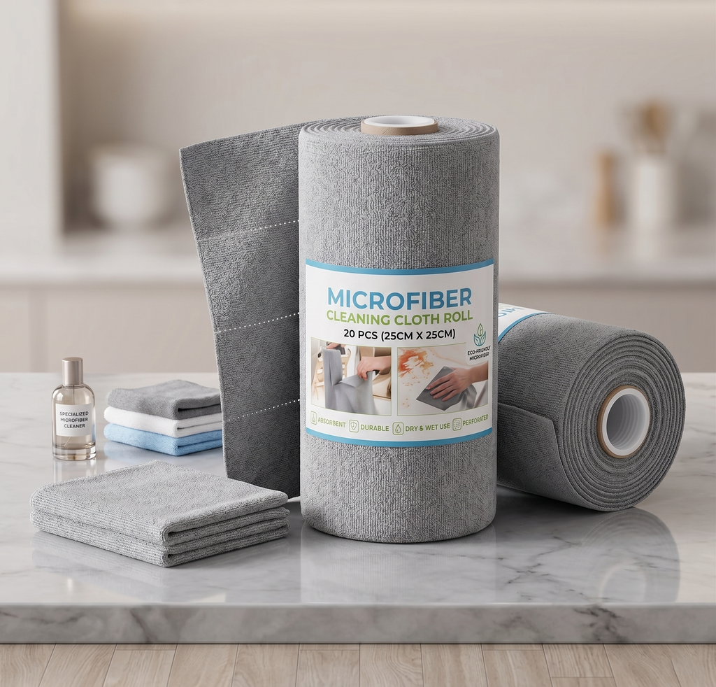 MICROFIBER CLEANING CLOTH ROLL 20 PCS (25X25CM)